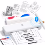 Phomemo M834 Thermal Printer, Portable Printer A4 Compatible with Phone & Laptop, Bluetooth Mobile Printers for Home Use, Inkless Printers for Office, Photo, Home, School, Outdoor, White