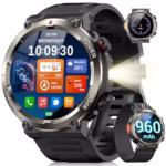 Blackview Military Smart Watch for Men (Answer/Make Calls), 1.45" Fitness Tracker with 100-Day Battery/Flashlight/Compass/Heart Rate/SpO2/Sleep, 150+ Sports IP68 Waterproof Smartwatch for iOS Android