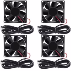 4PCS 80mm Fan 8025 USB 80x80x25 mm DC 5V 80x25 mm Brushless Fan, Ball Bearing 80mm 25mm Replacement for Cooling DIY PC
