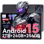 2026 Newest Tablet 11 inch,Android 15 AI Tablets wIth SIM Card Slot,24GB RAM+256GB ROM(TF 2TB),5G WIFI|Octa-Core|8000 mAH|Widevine L1| Netflix|8MP+16MP|Bluetooth 5.0|GPS,2-Year Warranty-Grey