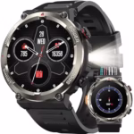 Military Smart Watch for Men?Bluetooth Calling?, Fitness Watch with Flashlight,Compass,960mAh Battery,120+ Sports,SpO2 Heart Rate Sleep Monitor,Step Counter,IP68 Waterproof Smartwatch for iOS Android
