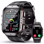 OUKITEL Military Smart Watch for Men (Answer/Make Calls), 1.96" AMOLED Fitness Watch with 120+ Sports/Heart Rate/SpO2/Blood Pressure/Sleep/Step Monitor, 5ATM Waterproof Smartwatch for Android iOS