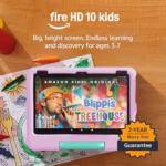 Amazon Fire HD 10 Kids tablet (newest gen) | ages 3–7, includes ads-free books, games, apps and videos that children love, 10.1" brilliant screen, parental controls, 2-year worry-free guarantee, 32 GB