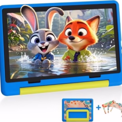 Kids Tablet, Android 15 Kids Tablet 10 inch Octa-Core with 20GB+64GB+1TB Expand Tab for Toddler Child｜ Parental Control｜WiFi 6｜BT 5.3｜Dual Camera｜Protective Case｜Great Gift for Children(Blue)