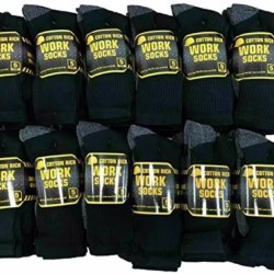 Workwear Men’s Arch Support Reinforced Toe Heel Cotton Rich Comfortable Heavy Duty Cushioned Sole Work Socks (6-11)
