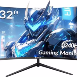 CRUA Gaming Monitor 32 Inch 240Hz, Curved PC Monitor Full HD 1080P 1500R Frameless Computer Monitor with FreeSync and Eye Care Technology, Supports VESA