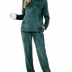 Vlazom Women Pyjamas,Soft Warm Fleece Pjs Sets Fluffy Loungewear Set Long Sleeve Tops and Pants Sleepwear with Pockets S-XXL