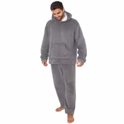 Dreamscene Sherpa Lined Fleece Pyjama Set Top Bottoms Pajama (2 PC)