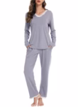 Lovasy Pyjamas for Women Super Soft Ladies Pyjamas Long Sleeve Pjs for Women Sets 2 Pieces Womens Pyjamas Sets with Pockets