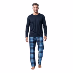 Mens Long Sleeve Pyjamas set Cotton Rich Top Brushed Fleece bottoms Top Pant PJ Nightwear/Loungewear Set Gift