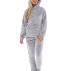 Slumber Hut® Ladies Fleece Pyjamas Twosie - Novelty Black Prosecco or Grey Weekend Gin - Loungewear Womens Pajamas with Emboidered Slogan - Velvet Soft Flannel PJs - Size UK 8 10 12 14 16 18 20 22