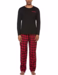 Ekouaer Mens Pajamas Set Long Nightwear Drawstring Sleepwear Set With Top And Check Pants/Bottoms With Pockets