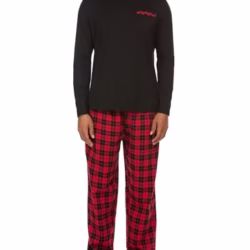 Ekouaer Mens Pajamas Set Long Nightwear Drawstring Sleepwear Set With Top And Check Pants/Bottoms With Pockets