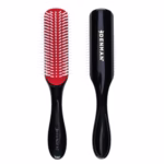 Denman Curly Hair Brush D3 (Black & Red) 7 Row Styling Brush for Detangling, Separating, Shaping and Defining Curls - For Women and Men