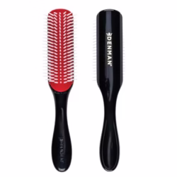 Denman Curly Hair Brush D3 (Black & Red) 7 Row Styling Brush for Detangling, Separating, Shaping and Defining Curls - For Women and Men