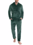 Lovasy Mens Fleece Pyjamas Sets Warm Fleece Pyjamas for Men with Fluffy Hoodie Cosy Mens Pjs Sets Super Soft Loungewear Pajamas