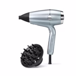 BaByliss Hydro-Fusion Hair Dryer with Diffuser - Professional 2100W Ionic Blow Dryer for Frizz-Free Styling, Plasma Technology for Shine, Lightweight Design, 3 Heat & 2 Speed Settings, Blue, 5573U