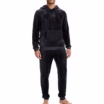 The Essentials Wardrobe Mens Hooded Fleece Pyjama Set Long Sleeve T-Shirt & Bottom Pants Sleepwear Loungewear & Winter Nightwear for Men Soft Top & Trousers