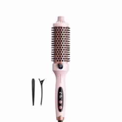 Wavytalk Thermal Brush, Blowout Boost Ionic Round Heated Hot Brush, to Make Hair Smoother & Shinier, Easy to Use, Not for Blow Drying, 38mm Barrel, 5 Temperature Settings, Dual Voltage, UK Plug, Pink