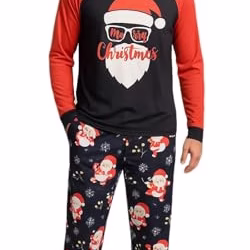 True Face Men's Christmas Pyjamas Set – Xmas PJs Holiday Sleepwear for Men, Long Sleeve Top and Trousers, Comfortable Nightwear, Relaxed Fit Lounge Wear Outfit