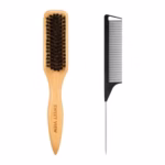 Boar Bristle Slick Back Hair Brush for Smooth Flyaways, Frizz, Sleek Ponytail, Buns and Edge Baby Hair, Teasing | Gel Comb, Styling Accessories for Girls, Kids and Women