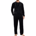 The Essentials Wardrobe Mens Fleece Pyjama Set Heavy Fleece Cosy Long Sleeve T-Shirt & Bottom Pants Sleepwear Loungewear Nightwear for Men Soft Top & Trousers Size S-XL