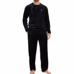 The Essentials Wardrobe Mens Fleece Pyjama Set Heavy Fleece Cosy Long Sleeve T-Shirt & Bottom Pants Sleepwear Loungewear Nightwear for Men Soft Top & Trousers Size S-XL