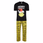 Mens The Grinch Christmas Pyjamas PJ Set Night Wear Xmas M-XXL Black/Check New
