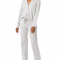 Amazon Essentials Women's Cotton Modal Long-Sleeve Shirt and Full-Length Bottom Pyjama Set