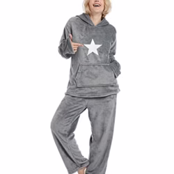 Womens Pyjamas Set Fluffy Fleece Pyjamas Warm Hooded PJs for Women Sets Size 8/10/12/14/16/18/20/22