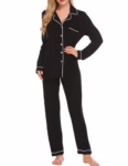 Ekouaer Pajamas Women's Long Sleeve Sleepwear Soft Button Down Loungewear Pjs Lounge Set Nightwear XS-XXL
