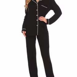 Ekouaer Pajamas Women's Long Sleeve Sleepwear Soft Button Down Loungewear Pjs Lounge Set Nightwear XS-XXL
