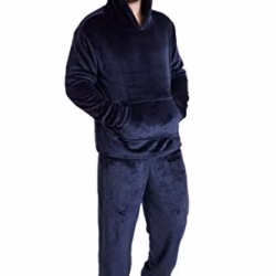CityComfort Mens Pyjamas Set, Warm Fleece Pyjamas for Men with Fluffy Hoodie