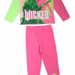 Wicked Official Girls Pyjamas, 2 Piece Set, Pink/Green Age 4-12 Years