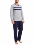 Nieery Men's Pyjamas Sets Long Sleeve Sleepwear Set for Men Nightwear Cotton Loungewear Drawstring Pjs Set with Pockets