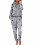 Ekouaer Womens Pyjamas Set Long Sleeve Soft Two Piece Pjs Sets Crew Neck Loungewear Nightwear Top and Pants Sleepwear with Pockets S-XXL