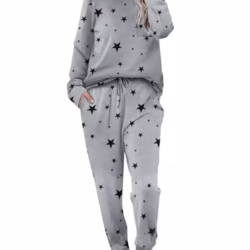 Ekouaer Womens Pyjamas Set Long Sleeve Soft Two Piece Pjs Sets Crew Neck Loungewear Nightwear Top and Pants Sleepwear with Pockets S-XXL