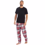 Style It Up Mens Short Sleeve Pyjamas Set Cotton Rich Top Brushed Fleece Bottoms Top Pant PJ Nightwear/Loungewear Set Gift