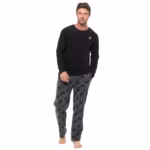 Strong Souls Mens Fleece Pyjama Set Luxury 2 Piece Long Sleeve Soft Pyjamas Warm Winter Pjs