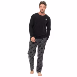 Strong Souls Mens Fleece Pyjama Set Luxury 2 Piece Long Sleeve Soft Pyjamas Warm Winter Pjs