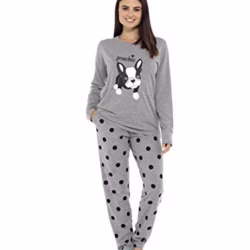 Daisy Dreamer Pyjama Set Women's Cotton Jersey Pyjamas Lounge Wear Long Sleeve Grey PJs
