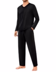 Marvmys Mens Pyjama Set Long Sleeve T-Shirt & Bottom Pants With Pockets Soft 2 Piece Casual Home Loungewear Nightwear Pjs