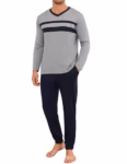 Marvmys Mens Pyjama Set Long Sleeve T-Shirt & Bottom Pants With Pockets Soft 2 Piece Loungewear Nightwear Pjs