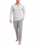 Marvmys Mens Pyjamas Men Soft Pyjamas Set Traditional 2 Piece Pjs with Long Sleeve Stripe Top and Bottoms