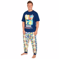 Pokemon Mens Pyjamas Set Nightwear T-Shirt & Long Bottoms PJs Lounge Wear for Men and Teenagers S-3XL - Gifts for Him