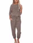 Ekouaer Women's Pajamas Long Sleeve Pjs Set Loungewear Soft 2 Pieces Ladies Sleepwear with Pockets Winter