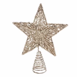 Gisela Graham Christmas White Gold Colour Glitter Tree Top Star Topper 23cm