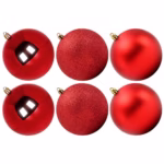 Benjia Extra Large Christmas Baubles, Giant Big Huge Xmas Shatterproof Plastic Ball Ornaments Set for Outdoor Outside Lawn Yard Tree Hanging Decorations Decor (10cm/100mm, 6 Packs, Red)