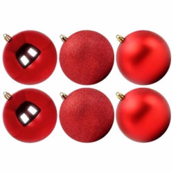 Benjia Extra Large Christmas Baubles, Giant Big Huge Xmas Shatterproof Plastic Ball Ornaments Set for Outdoor Outside Lawn Yard Tree Hanging Decorations Decor (10cm/100mm, 6 Packs, Red)