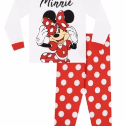 Disney Pyjamas | Long Sleeve Minnie Mouse Pyjamas | 100% Cotton Girls Pjs Ages 18 Months to 8 Years